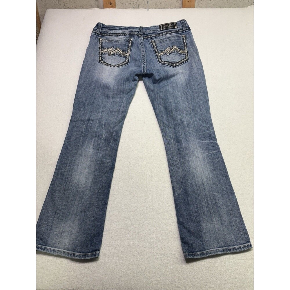 Miss Me Easy Boot Women's Jeans Blue Denim Stretch Embellished Pockets Size 33